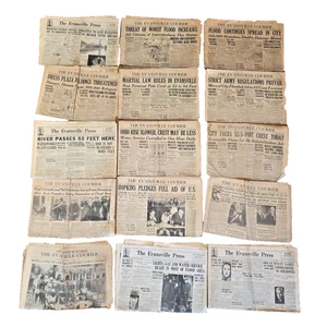 Menge 15 Vintage 1937 Evansville Presse & Kurier Zeitungen Große Flut Ohio Fluss LOT - Bild 1 von 24