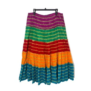 Lauren Ralph Lauren Midi Rock Gr. L Stufen Mehrfarbig Crinkle Gypsy Country - Bild 1 von 6