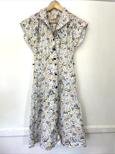 St Michael M&S Short Sleeve Cotton Pastels Floral Shirt Dress Size UK 10 - Picture 1 of 9