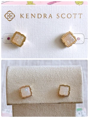 Kendra Scott Mallory Iridescent Drusy Stud Earrings in Goldtone - Image 1 of 4