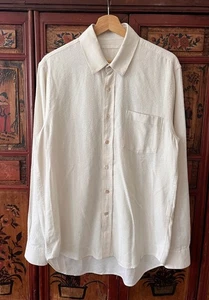 Our Legacy Raw White Silk Button Down Shirt Casual Sz 48 - Picture 1 of 13
