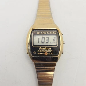 Vintage Armitron Chronograph Digital Women's Watch Gold Tone 45-6546 Day Track - Picture 1 of 13