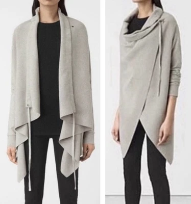 Chaqueta AllSaints Mediana Mujer Gris Hiedra Drape Cárdigan 100% Algodón Foto 1 de 4