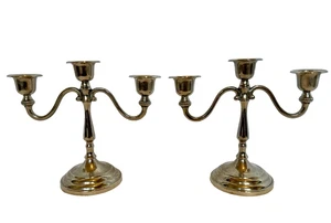 Vintage Silver Plate Candelabra 3 Arm Candle Holder Matching PAIR 7.5"H x 9"W - Picture 1 of 9