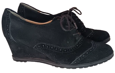 Botín de cuña Ellen Tracy Active Tobin negro gamuza con cordones Oxford talla 10 M Foto 1 de 4