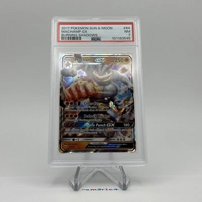 PSA 7 Pokemon Machamp GX Full Art Sun & Moon Burning Shadows #64 - Image 1 of 2