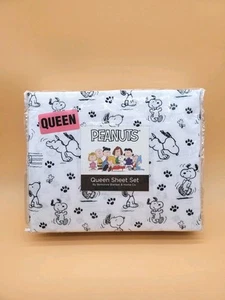 Peanuts New 2019 Berkshire Queen Set 100% Polyester Snoopy Paw Print - Picture 1 of 10