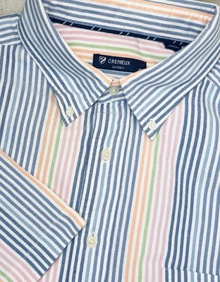 Camisa CREMIEUX Manga Corta Para Hombre Talla 2XB Abotonada Multicolor Clásica Rayas Foto 1 de 4