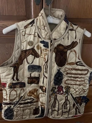 VTG Lauren By Ralph Lauren Reversible Equestrian English Saddle Horse Vest Large - Image 1 of 4