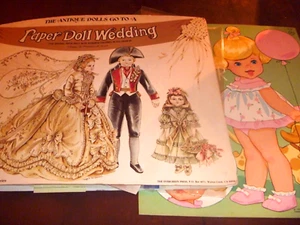 Vintage Paper Dolls 1976 Antik Hochzeit & 1974 Baby Tender Love - Bild 1 von 17