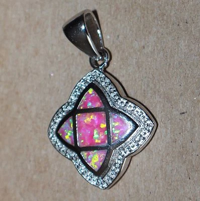 fire opal necklace pendant gems silver jewelry elegant classic cocktail design M - Image 1 of 4