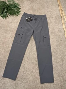 Under Armour Jogger Pants Kids S Small Gray Spandex Stretch Running Cargo NWT - Picture 1 of 10