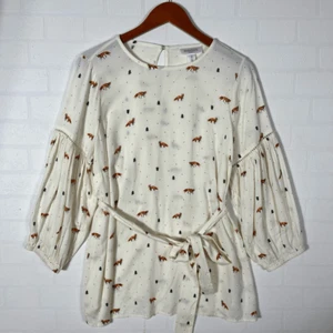 Motherhood Maternity Fox Print Blouse Size M - Picture 1 of 14