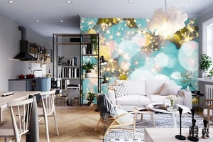 3D Glänzende Sterne ZHUC4740 Tapete Wandbild Fototapete Abnehmbarer Ann - Bild 1 von 11