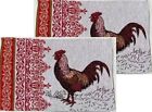 Set of 2 Same Kitchen Tapestry Placemats, 13" x 19", ROOSTER AT THE RIGHT, HC
