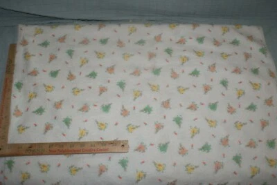 Bunny Rabbits Pink Dot Background Craft Flannel Cotton Fabric 1-1/2 Yd x 58 W" - Image 1 of 3