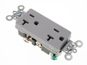 Pass & Seymour Legrand TR26342-GRY Tamper Resistant Duplex Receptacle, Gray - Picture 1 of 2