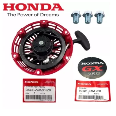 New Genuine Honda 28400-Z4M-305ZB red Recoil Starter Assy GX160 w Bolts Emblem - Image 1 of 4