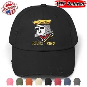 Novelty Poker King Distressed Cap Lucky Poker Card DTF Printed Nevada Las Vegas - Picture 1 of 24