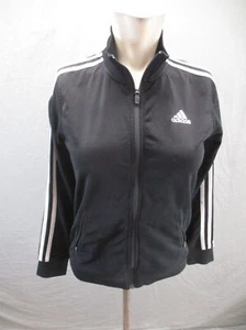 ADIDAS Size M (10-12) Boy Black Full Zip Stand Collar Pocket Athletic Jacket 892 - Picture 1 of 9