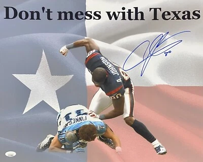 Andre Johnson Signed Autographed 16x20 Photo JSA Houston Texans Flag 3 Blue - Image 1 of 3