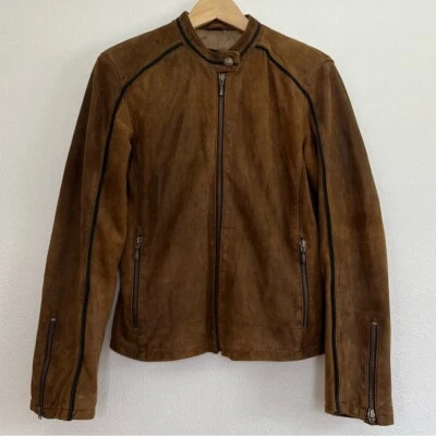 Chaqueta Chic Bod & Christensen Marrón Negro Gamuza Cuero Moto Motocicleta Motociclista 8 Foto 1 de 4