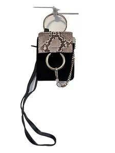 Chloe Mini Faye Leather and Suede with snake skin Bracelet Bag Black - Picture 1 of 4
