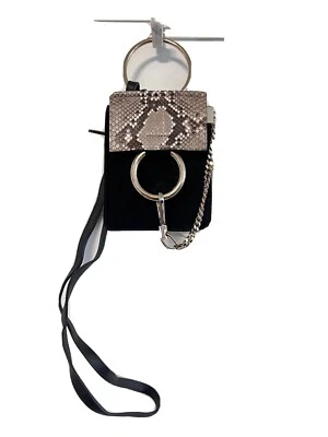 Chloe Mini Faye Leather and Suede with snake skin Bracelet Bag Black - Image 1 of 4