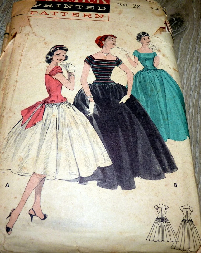*ENCANTADOR VESTIDO DE NOCHE VINTAGE AÑOS 50 patrón de costura Butterick 28/10 Foto 1 de 1
