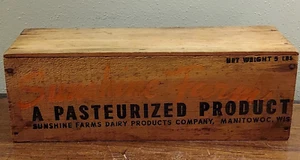 Vintage SUNSHINE FARMS DAIRY 5 PFUND Käsekiste aus Holz Manitowoc Wisconsin Dekor - Bild 1 von 5