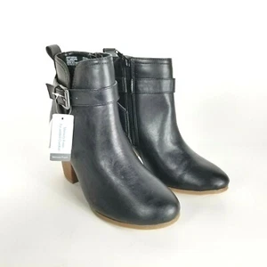 Time and Tru Womens Black Heeled Bootie Size 8.5 Memory Foam Ankle Moto Boots - Picture 1 of 7