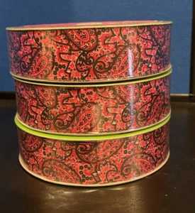 3 x Wired Edge Ribbon 1.5" x 50 Yards - Red/Black Paisley, 150 yds Total - Picture 1 of 4