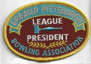 EMBROIDERED PATCH,LEAGUE PRESIDENT,GREATER PITTSBURGH,PA BOWLING ASSOCIATION - Picture 1 of 2