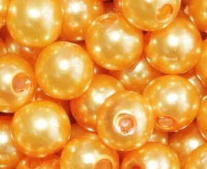 100 Stück 8 mm Orange Perlmutt Rund Acryl Perlen zum Basteln, - Bild 1 von 1