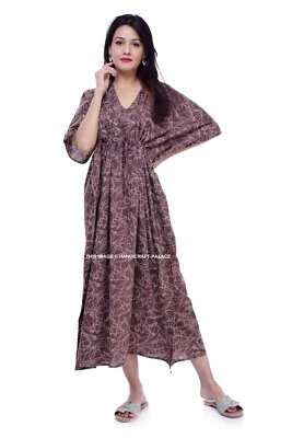 Women's Summer Boho Cotton Indian Casual Kaftan Plus Size Tunic Maxi Long Dress - Image 1 of 4