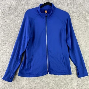 Lucy Track Jacket Women's XL Blue Full Zip Nylon Thumb Holes Athleisure Sports - Picture 1 of 11