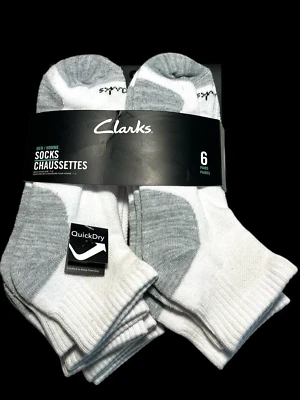 Calcetines Clarks Corte Bajo Para Hombre 7-12 Blancos 6 Pares Secado Rápido Soporte Arco Cómodo Top Foto 1 de 4
