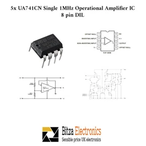 5x ST UA741CN 741 1 MHz amplificatore operazionale singolo uso generale IC 8 pin DIP - Foto 1 di 1
