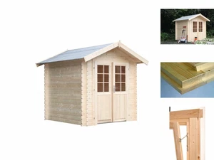 Emma 28-A Gartenhaus Blockhaus Blockbohlenhaus Fertigteilhaus Holzhaus Doppeltür - Bild 1 von 10