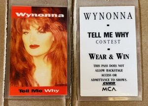 WYNONNA JUD 1993 TELL ME WHY LAMINADO PROMOCIONAL ACERA DISCOS DE BACKSTAGE PASE - Imagen 1 de 1