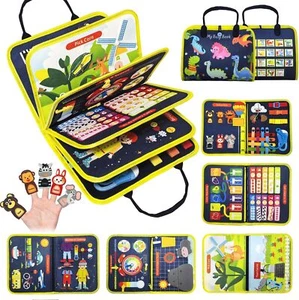 Montessori Busy Board,12 Pages Sensory Learning Toy for Kids 3+ Year Old - Picture 1 of 6