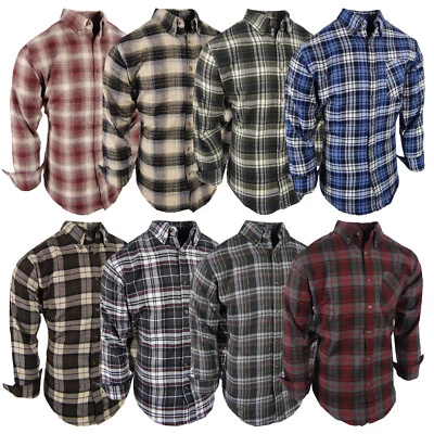 Plaid Flannel Shirt Soft Button Down Collar Mens Chest Pocket Great Muted Colors - Image 1 of 4