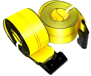 (2) 4" x 30 Feet H-D Winch Strap 5400lbs End Flat Hook Cargo Strap 16200 B.S - Picture 1 of 3