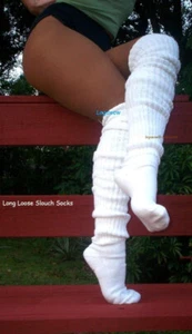 Vintage Long Thick Loose Slouch Socks Japanese School Scrunch Over Knee High OTK - Picture 1 of 1