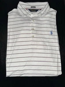 Ralph Lauren Polo Shirt Men 2XL XXL White Striped Golf Performance Stretch - Picture 1 of 2