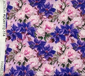 Purple Cottage Garden Floral Cotton Quilting Fabric Fat Quarters - Picture 1 of 1