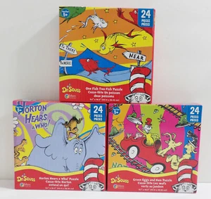 Lote de 3 Rompecabezas Dr Suess Un Pez Huevos Verdes Horton 24 Piezas Cada uno - Imagen 1 de 1