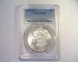 1878 8TF MORGAN SILVER DOLLAR PCGS MS63 NICE ORIGINAL COIN PREMIUM QUALITY PQ - Picture 1 of 4