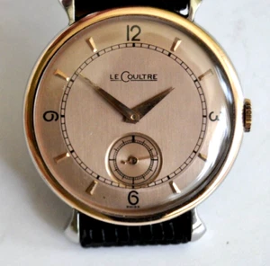 Vtg. LeCoultre s/steel and 18k rose gold bezel 1950's watch - Picture 1 of 6