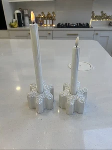 Home Reflections Set Kegel Kerzenhalter Schneeflocken irisierend neu hübsch  - Bild 1 von 18